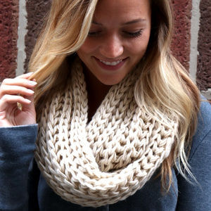 Knit Infinity Scarf in Cream